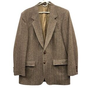 Ernie II Men's Wool Blazer Herringbone Tweed‎ Vintage Academia USA Tailored 42L